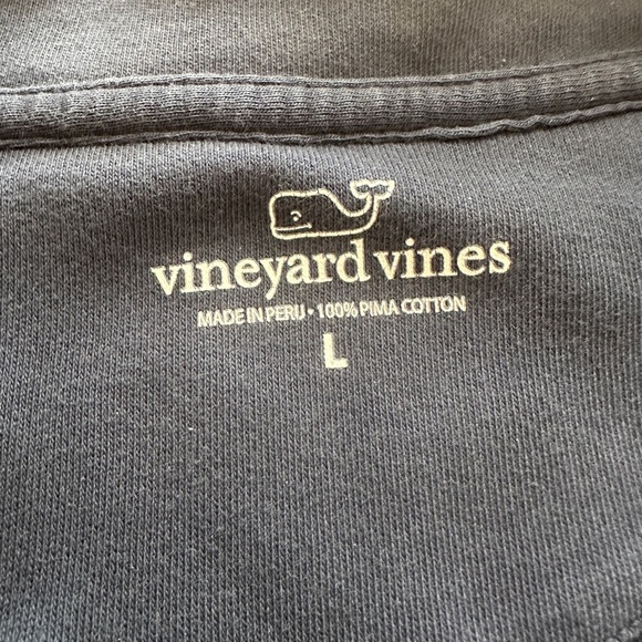 Vineyard Vines Navy Zip Up Sweater with Whale Logo quarter zip - Picture 3 of 4
